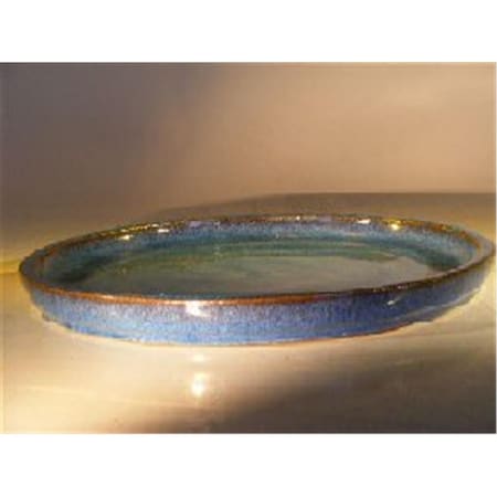 Parche Ceramic Humidity & Drip Bonsai Tray, Blue - Round PA2529701